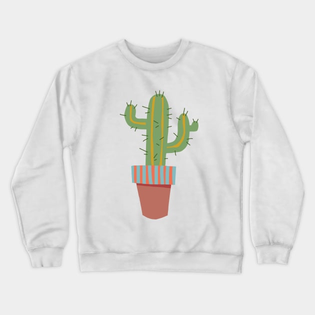 Simple Cute Potted Cactus Crewneck Sweatshirt by atlasmoths